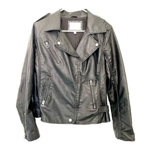 Lucky Brand Black Leather Motorcycle Jacket - Women’s Large - Like New